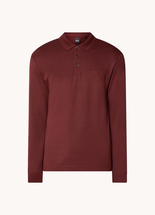 BOSS Regular fit polo van katoen - voorkant donkerrood