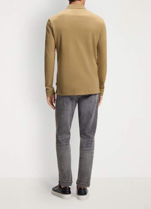BOSS Regular fit polo van katoen - achterkant 5 donkerbeige