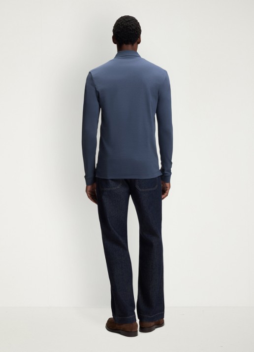 BOSS Regular fit polo van katoen - achterkant blauwgrijs