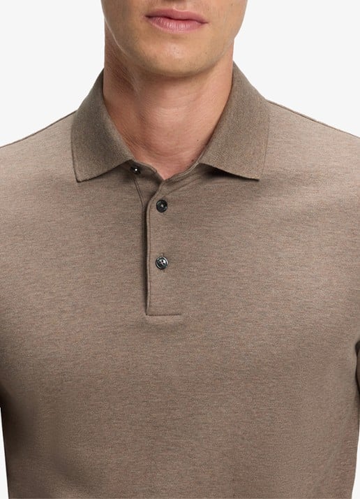 BOSS Regular fit polo van katoen - detail 6 open brown-240 / beige
