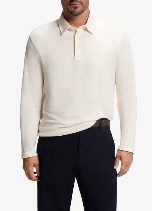 BOSS Regular fit polo - detail 3 open white-130 / wit