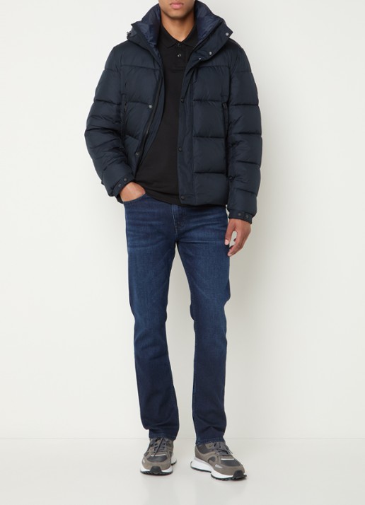 BOSS Regular-fit puffer jack van waterafstotend materiaal - voorkant 3 donkerblauw