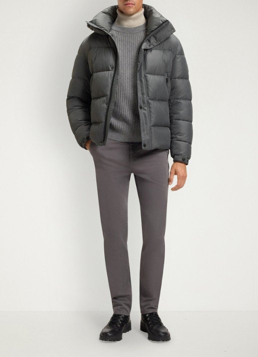 BOSS Regular-fit puffer jack van waterafstotend materiaal - voorkant 2 open grey-062 / grijs