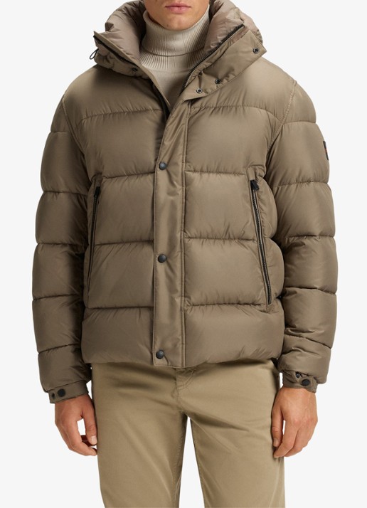 BOSS Regular-fit puffer jack van waterafstotend materiaal - detail open green-346