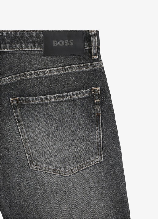 BOSS Relaxed fit jeans met steekzakken - detail 3 donkergrijs