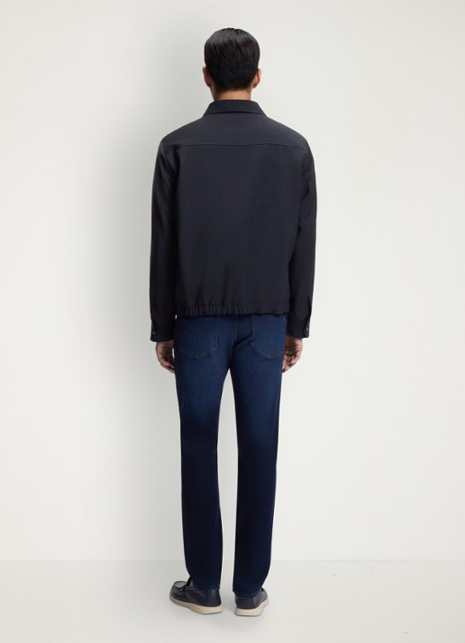 BOSS Relaxed fit overshirt in wolblend - achterkant 4 donkerblauw