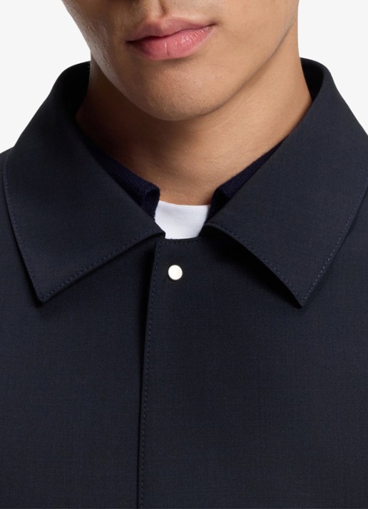 BOSS Relaxed fit overshirt in wolblend - detail 2 donkerblauw