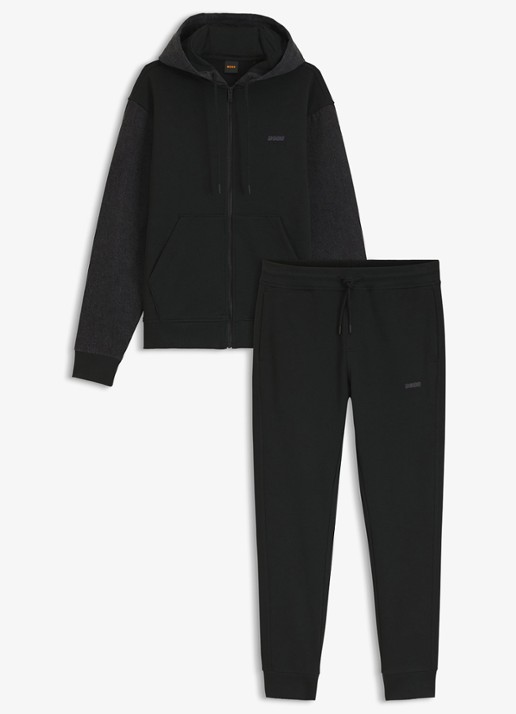 BOSS Relaxed fit trainingspak met logo - voorkant zwart