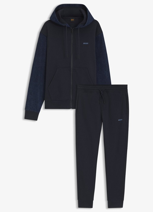 BOSS Relaxed fit trainingspak met logo - voorkant 4 blauw