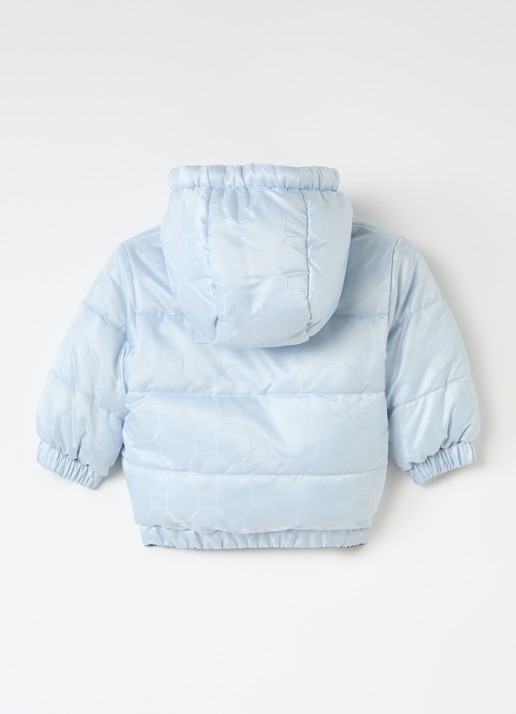 BOSS Reversible puffer jack met logo - achterkant lichtblauw