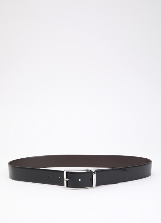 BOSS Reversible riem van leer  - voorkant 7 zwart