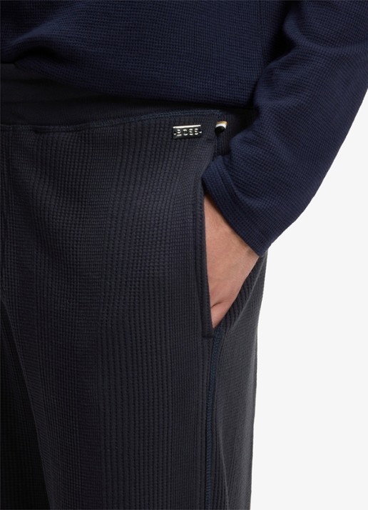 BOSS Ribgebreide tapered fit joggingbroek - detail 5 blauw