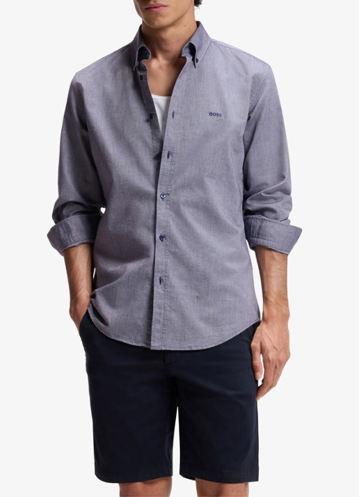 BOSS Rickert regular fit overhemd van  katoen - detail 6 indigo