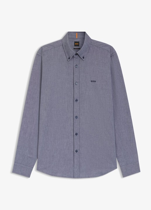 BOSS Rickert regular fit overhemd van  katoen - voorkant 3 indigo