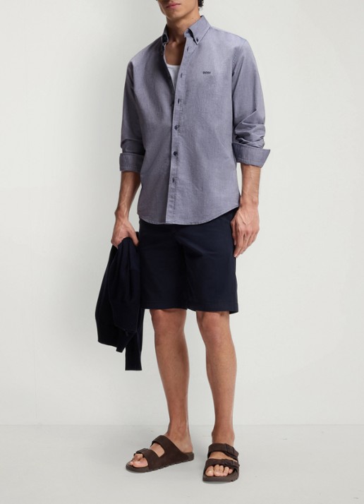 BOSS Rickert regular fit overhemd van  katoen - voorkant 4 indigo