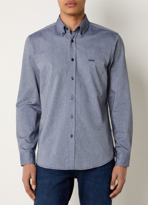 BOSS Rickert regular fit overhemd van  katoen - detail 9 indigo