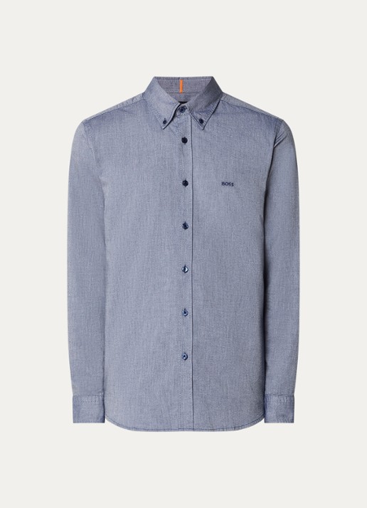 BOSS Rickert regular fit overhemd van  katoen - voorkant 5 indigo