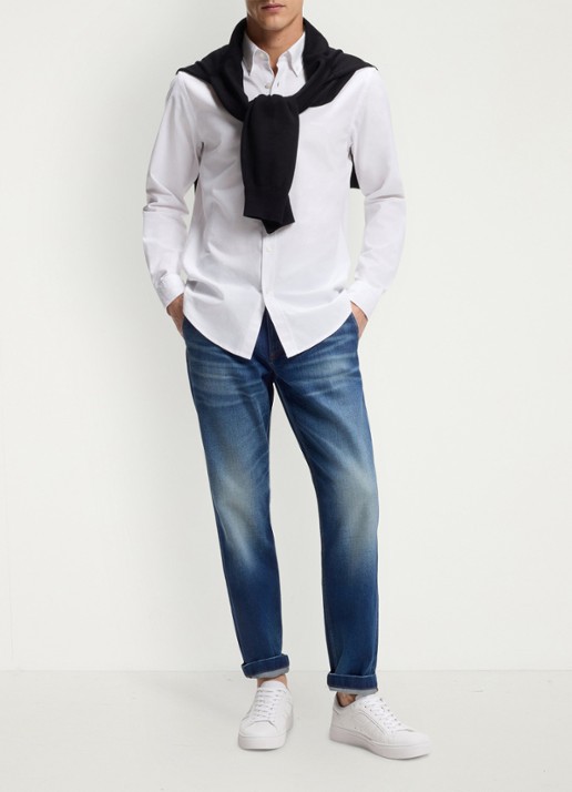 BOSS Rickert regular fit overhemd van  katoen - voorkant 2 wit