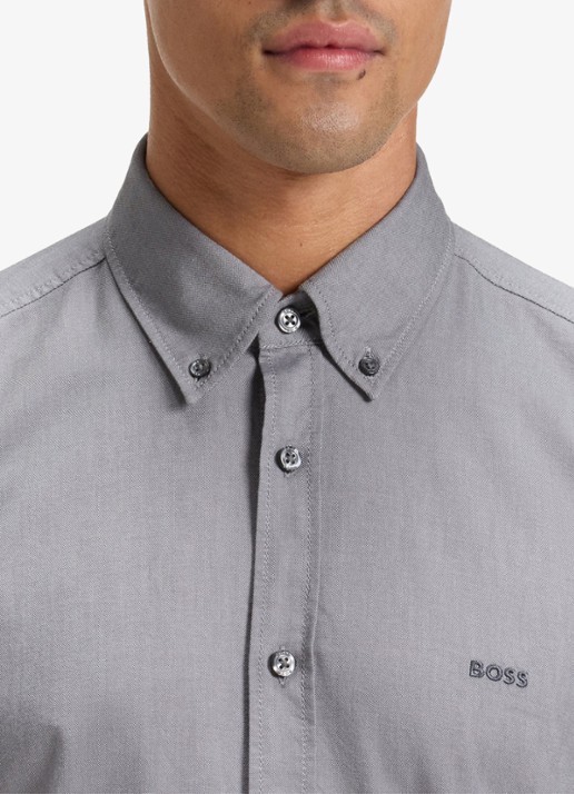 BOSS Rickert regular fit overhemd van  katoen - detail 5 lichtgrijs