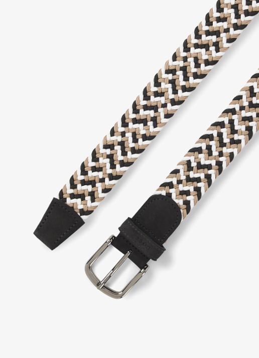 BOSS Riem van leer met gevlochten detail - detail 3 grijs