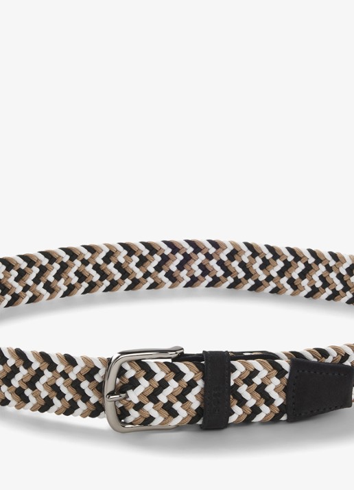 BOSS Riem van leer met gevlochten detail - detail 4 grijs