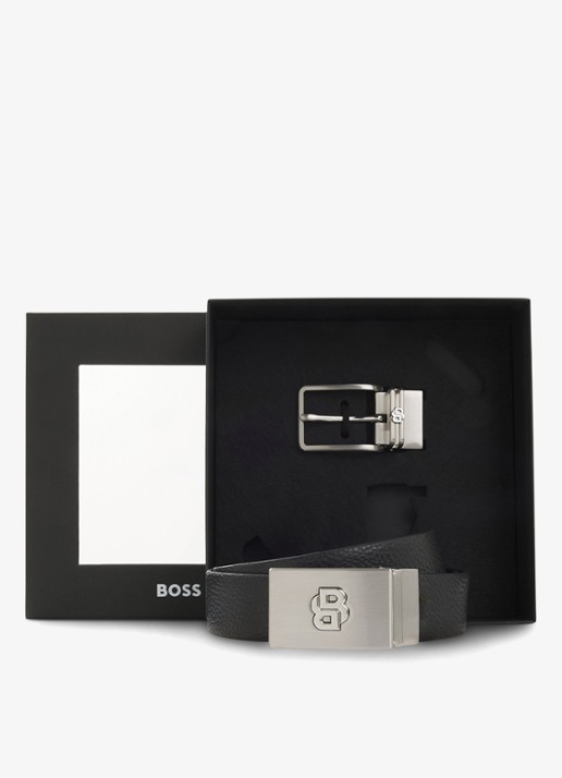 BOSS Riem van leer met logo