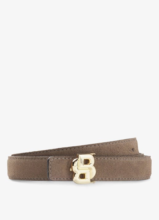 BOSS Riem van leer - voorkant donkerbeige