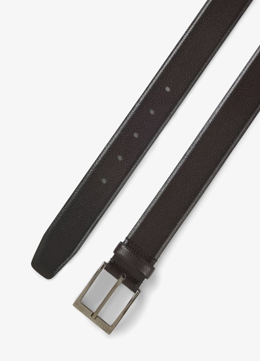 BOSS Riem van leer - detail 3 donkerbruin