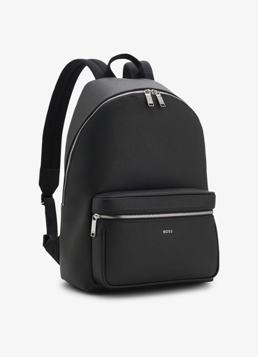 BOSS Rugzak van leer - detail 3 black-001 / zwart