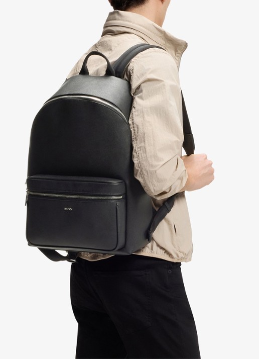 BOSS Rugzak van leer - detail 5 black-001 / zwart