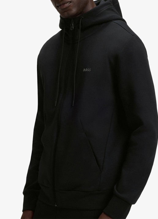 BOSS Saggy sweatvest met logo - detail 2 zwart