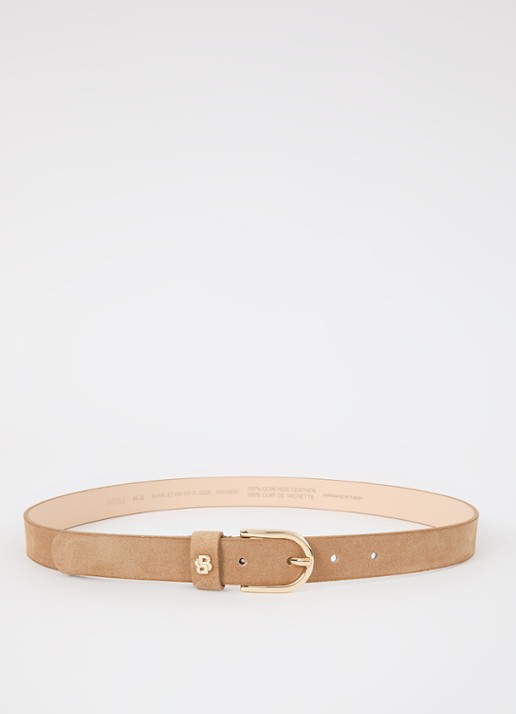 BOSS Scarlet riem van kalfsleer - voorkant camel