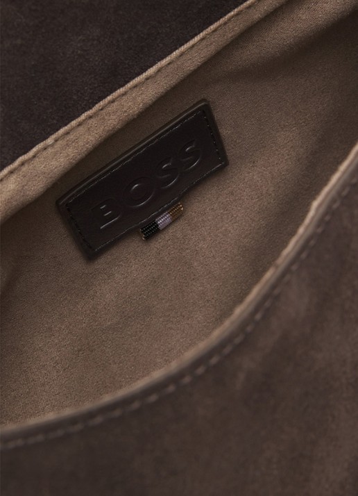 BOSS Schoudertas met logo - detail dark brown-207 / bruin