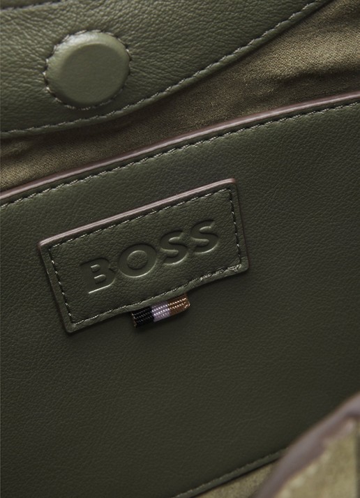 BOSS Schoudertas van imitatieleer - detail 4 donkergroen