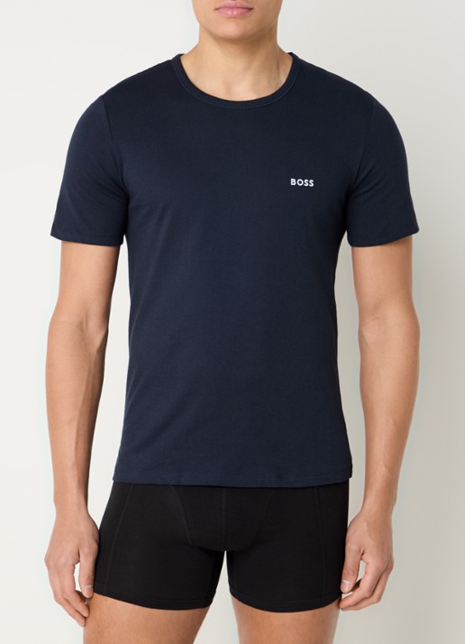 BOSS Set van drie katoenen T-shirts met logostiksel - detail 4 blauw
