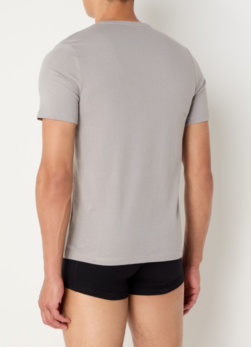 BOSS Set van drie katoenen T-shirts met logostiksel - achterkant 3 grijs