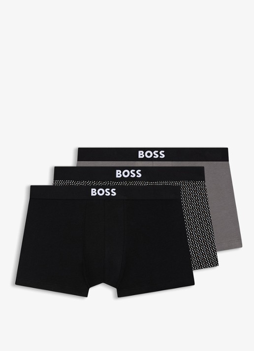 BOSS Set van drie korte boxers met logo’s van stretchkatoen - voorkant open beige-281 / zwart