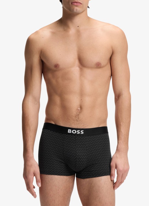 BOSS Set van drie korte boxers met logo’s van stretchkatoen - detail open grey-070 / grijs