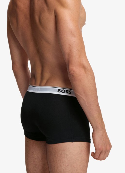 BOSS Set van drie korte boxershorts met logotailleband van stretchkatoen - detail 5 black-004 / zwart