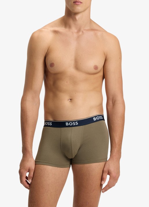 BOSS Set van drie korte boxershorts met logotailleband van stretchkatoen - voorkant 3 open miscellaneous-961 / multicolor