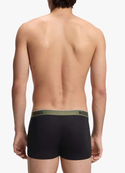 BOSS Set van drie korte boxershorts met logotailleband van stretchkatoen - achterkant 3 black-006 / zwart