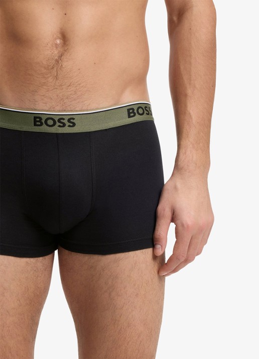 BOSS Set van drie korte boxershorts met logotailleband van stretchkatoen - detail 4 black-006 / zwart