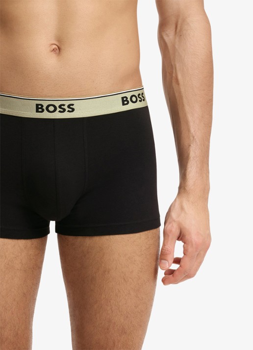 BOSS Set van drie korte boxershorts met logotailleband van stretchkatoen