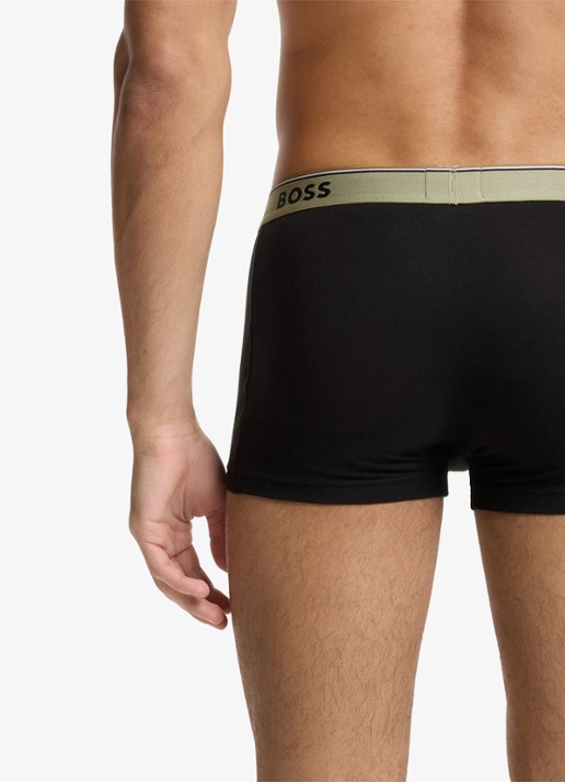 BOSS Set van drie korte boxershorts met logotailleband van stretchkatoen - detail 4 black-008 / zwart