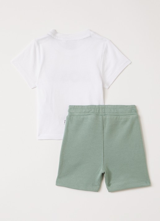 BOSS Set van T-shirt en korte broek - voorkant 2 olijfgroen