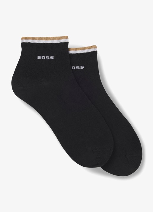 BOSS Set van twee paar korte sokken met kenmerkend gestreepte boorden