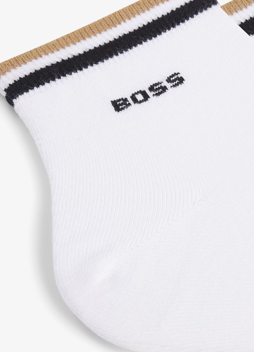 BOSS Set van twee paar korte sokken met kenmerkend gestreepte boorden - detail 4 white-100 / wit