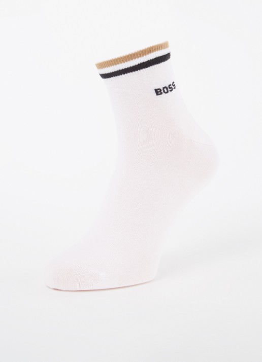 BOSS Set van twee paar korte sokken met kenmerkend gestreepte boorden - detail 5 white-100 / wit
