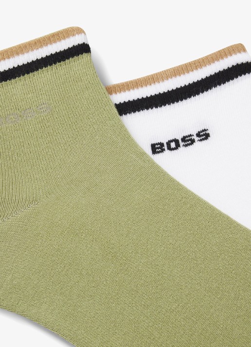 BOSS Set van twee paar korte sokken met kenmerkend gestreepte boorden - detail 3 open green-398 / groen