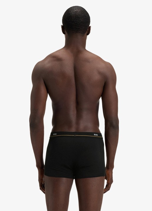 BOSS Set van vijf korte boxershorts met logotailleband van stretchkatoen - achterkant grijs
